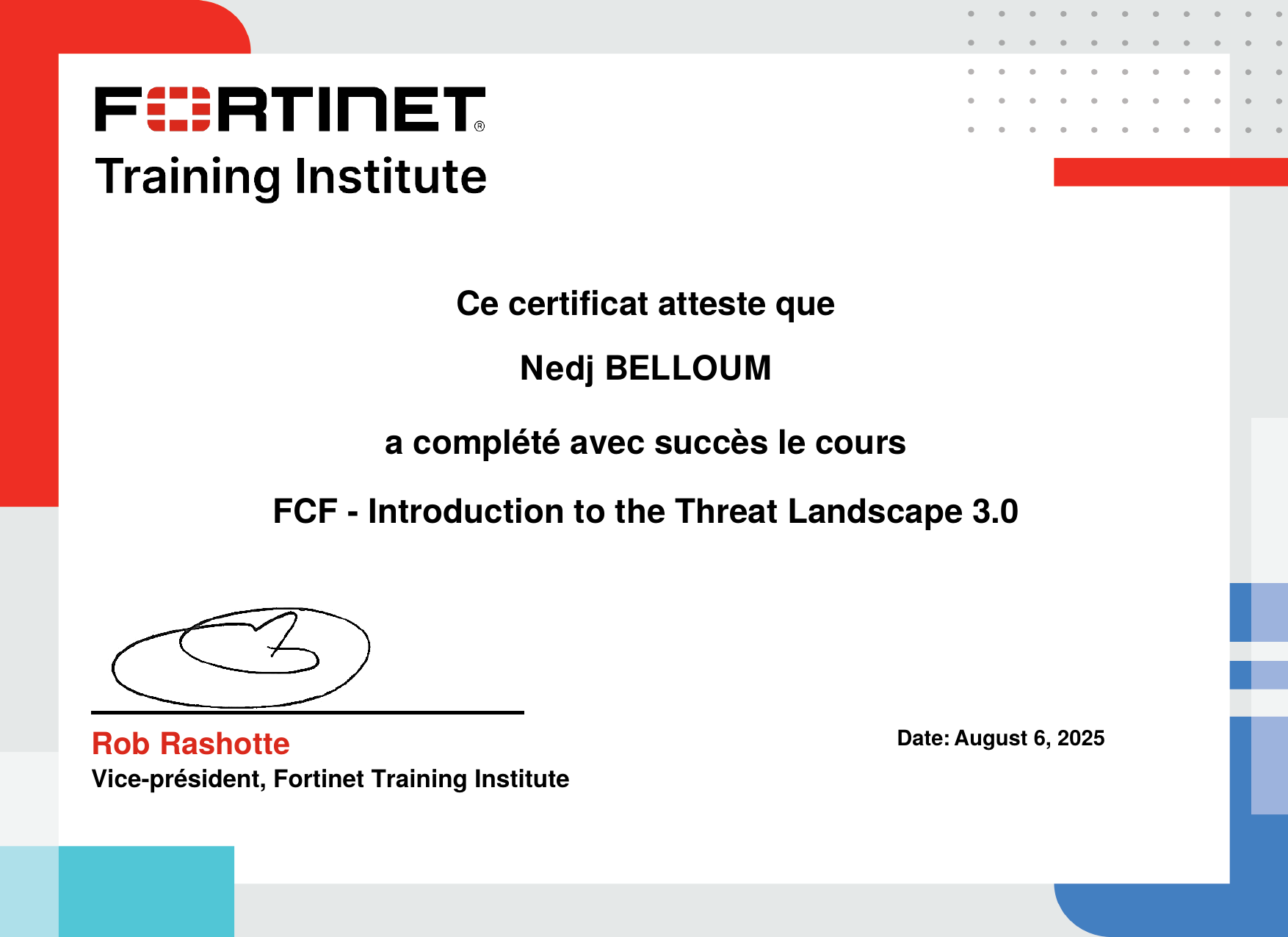 Certificat Fortinet, cours FCF Introduction to the Threat Landscape